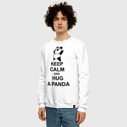 Свитшот хлопковый мужской Keep Calm & Hug A Panda, цвет: белый — фото 2