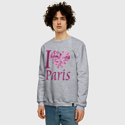 Свитшот хлопковый мужской I love Paris, цвет: меланж — фото 2