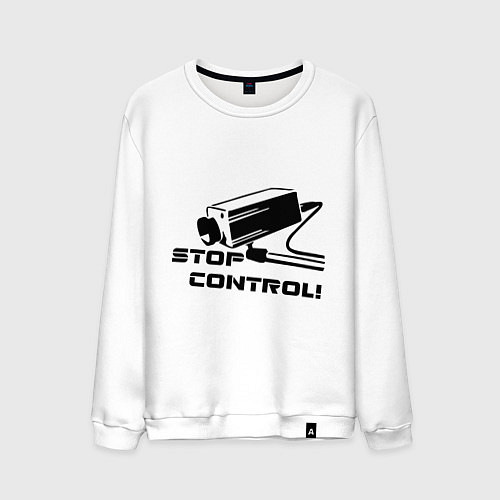 Мужской свитшот Stop control (нет контролю) / Белый – фото 1