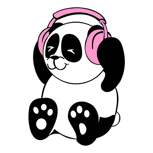 Мужской свитшот Panda in headphones панда в наушниках / Белый – фото 3