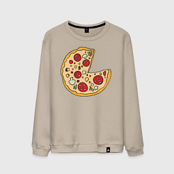 Свитшот хлопковый мужской Пицца парная, цвет: миндальный