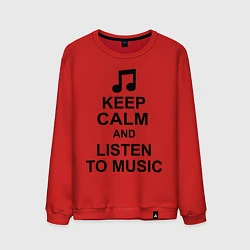 Свитшот хлопковый мужской Keep Calm & Listen To Music, цвет: красный