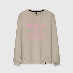 Свитшот хлопковый мужской Black Pink in youe area, цвет: миндальный