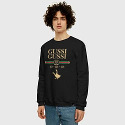 Свитшот хлопковый мужской GUSSI GUSSI Fashion, цвет: черный — фото 2