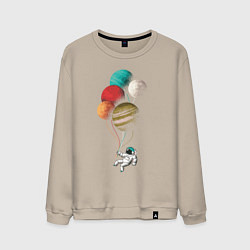 Свитшот хлопковый мужской Космические шары, цвет: миндальный