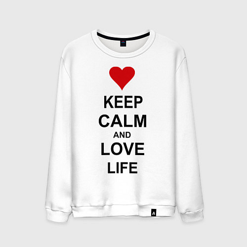 Мужской свитшот Keep Calm & Love Life / Белый – фото 1