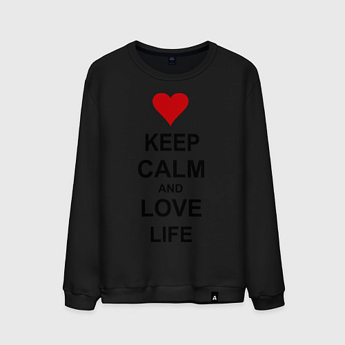 Мужской свитшот Keep Calm & Love Life / Черный – фото 1