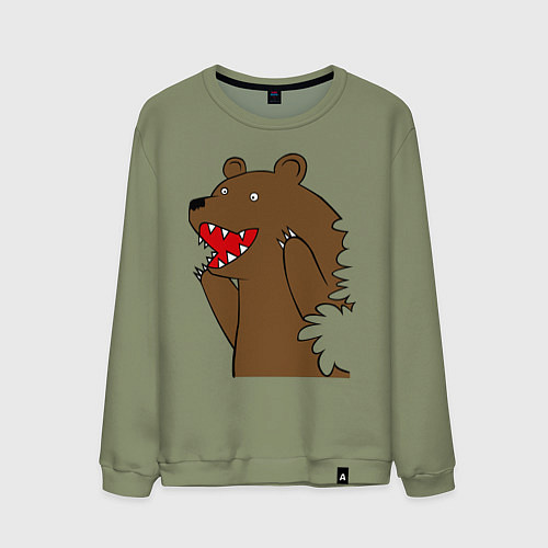 Мужской свитшот Медведь цензурный / Авокадо – фото 1