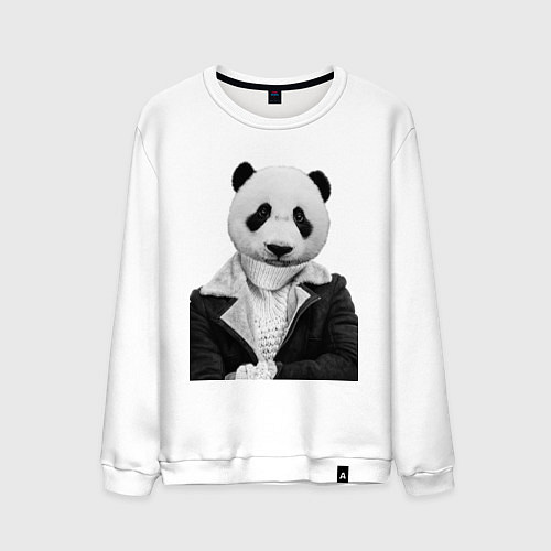 Мужской свитшот Панда в свитере / Белый – фото 1