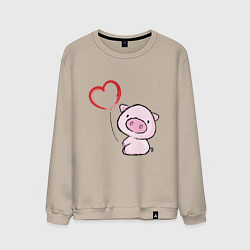 Свитшот хлопковый мужской Pig Love, цвет: миндальный