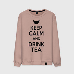 Свитшот хлопковый мужской Keep Calm & Drink Tea, цвет: пыльно-розовый