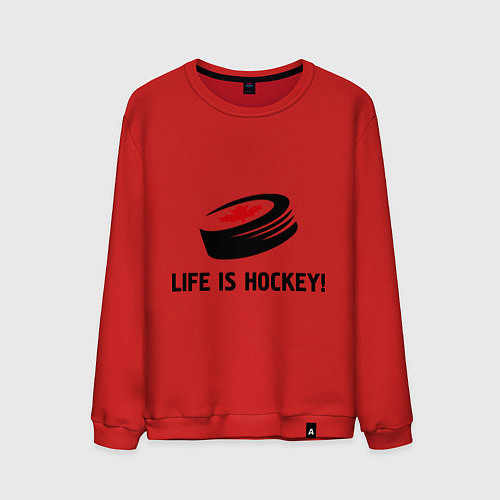 Мужской свитшот Life is hockey! / Красный – фото 1