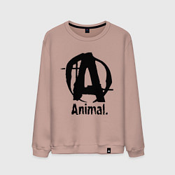 Свитшот хлопковый мужской Animal Logo, цвет: пыльно-розовый