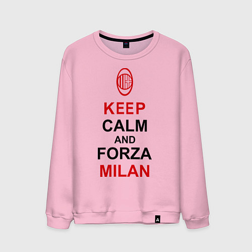 Мужской свитшот Keep Calm & Forza Milan / Светло-розовый – фото 1