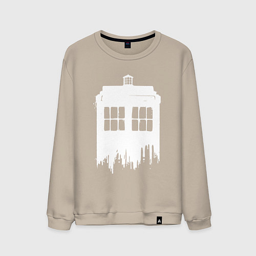Мужской свитшот Тардис white - Доктор Кто / Миндальный – фото 1