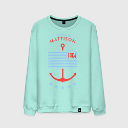 Свитшот хлопковый мужской MATTISON яхт-клуб цвета мятный — фото 1