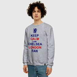 Свитшот хлопковый мужской Keep Calm & Chelsea London fan, цвет: меланж — фото 2