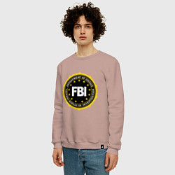 Свитшот хлопковый мужской FBI Departament, цвет: пыльно-розовый — фото 2