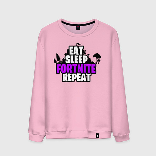 Мужской свитшот Eat, Sleep, Fortnite, Repeat / Светло-розовый – фото 1