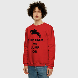 Свитшот хлопковый мужской Keep Calm & Jump On, цвет: красный — фото 2