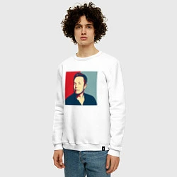 Свитшот хлопковый мужской Elon Musk: Portrait, цвет: белый — фото 2