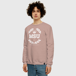 Свитшот хлопковый мужской MSU, цвет: пыльно-розовый — фото 2