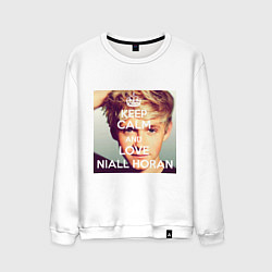 Свитшот хлопковый мужской Keep Calm & Love Niall Horan, цвет: белый