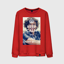 Свитшот хлопковый мужской Keep Calm & Love Harry Styles, цвет: красный