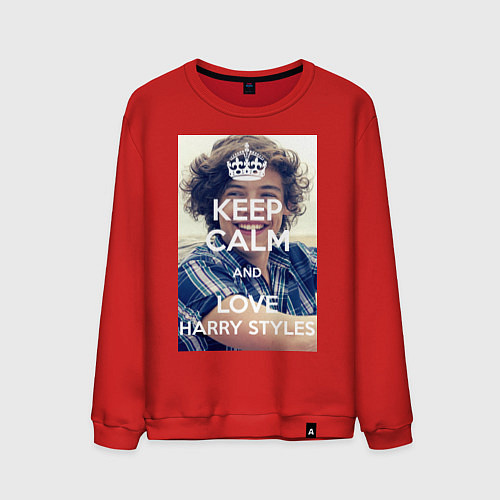 Мужской свитшот Keep Calm & Love Harry Styles / Красный – фото 1