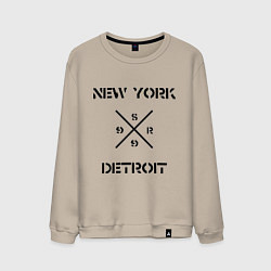 Свитшот хлопковый мужской NY Detroit, цвет: миндальный