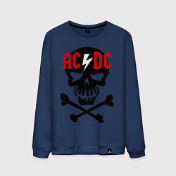 Свитшот хлопковый мужской AC/DC Skull цвета тёмно-синий — фото 1
