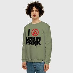 Свитшот хлопковый мужской I love Linkin Park, цвет: авокадо — фото 2