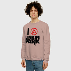 Свитшот хлопковый мужской I love Linkin Park, цвет: пыльно-розовый — фото 2