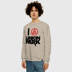 Свитшот хлопковый мужской I love Linkin Park, цвет: миндальный — фото 2