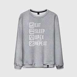 Свитшот хлопковый мужской Eat, Sleep, Apex, Repeat, цвет: меланж