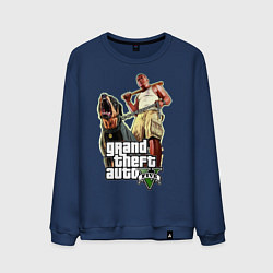 Свитшот хлопковый мужской GTA 5: Man & Dog, цвет: тёмно-синий