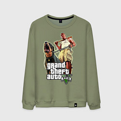 Свитшот хлопковый мужской GTA 5: Man & Dog, цвет: авокадо