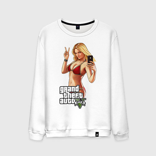 Мужской свитшот GTA V: Selfie / Белый – фото 1