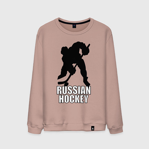 Мужской свитшот Russian Black Hockey / Пыльно-розовый – фото 1