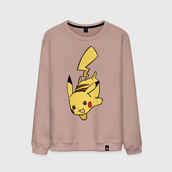 Свитшот хлопковый мужской Радостный Пикачуха, цвет: пыльно-розовый