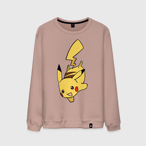 Мужской свитшот Радостный Пикачуха / Пыльно-розовый – фото 1