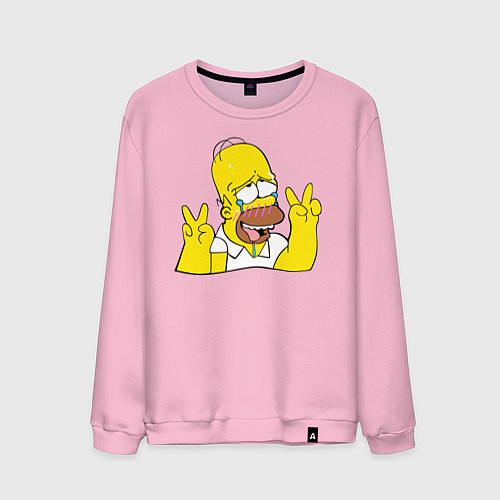 Мужской свитшот Homer Ahegao / Светло-розовый – фото 1