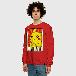 Свитшот хлопковый мужской Pikachu: Pika Pika, цвет: красный — фото 2