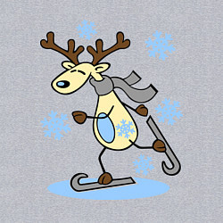 Свитшот хлопковый мужской Олень на лыжах, цвет: меланж — фото 2