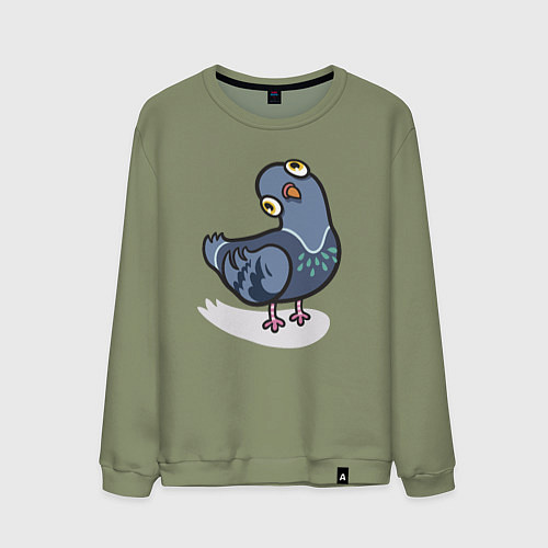 Мужской свитшот Удивленный голубь / Авокадо – фото 1