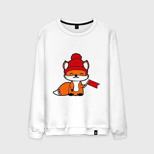 Мужской свитшот Лисичка с флажком / Белый – фото 1