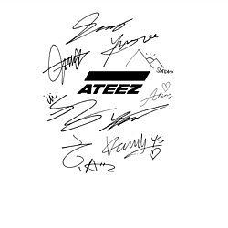 Свитшот хлопковый мужской Ateez автографы, цвет: белый — фото 2