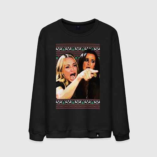 Мужской свитшот Woman Yelling at a Cat / Черный – фото 1