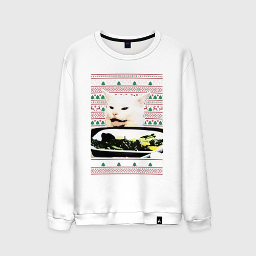 Мужской свитшот Woman Yelling at a Cat / Белый – фото 1