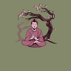 Свитшот хлопковый мужской Будда Сакура, цвет: авокадо — фото 2